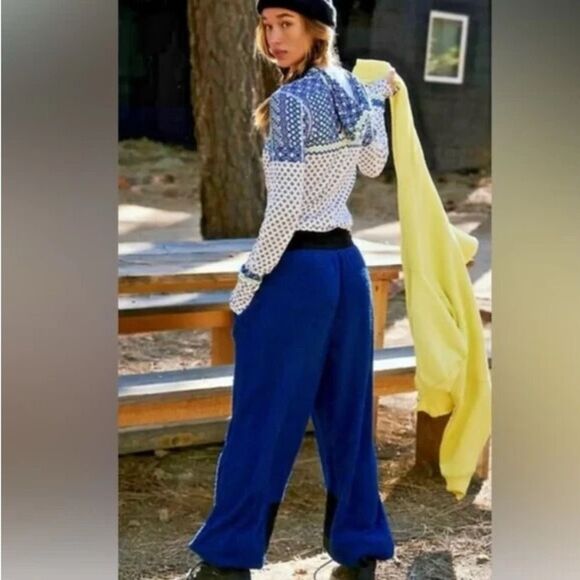 Free people movement cuddle up prep school blue Cozycore jogger pants NEW - Picture 1 of 13